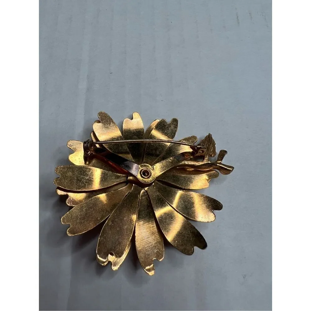 Vintage floral gold and silver tone brooch